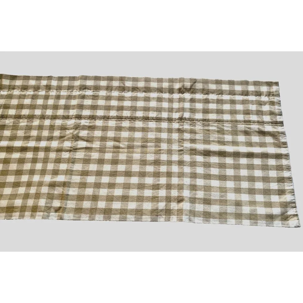 Window Valance Country Curtain Cabin Decor Plaid Tan 14 x 40 Rod Pocket Lined